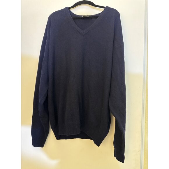 Chereskin V-Neck Sweater XL  60% Cashmere & 40% Wool  Deep Navy Blue - Picture 3 of 6